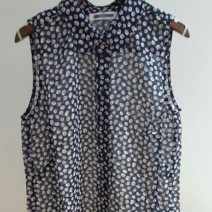 Retro blue floral print shirt